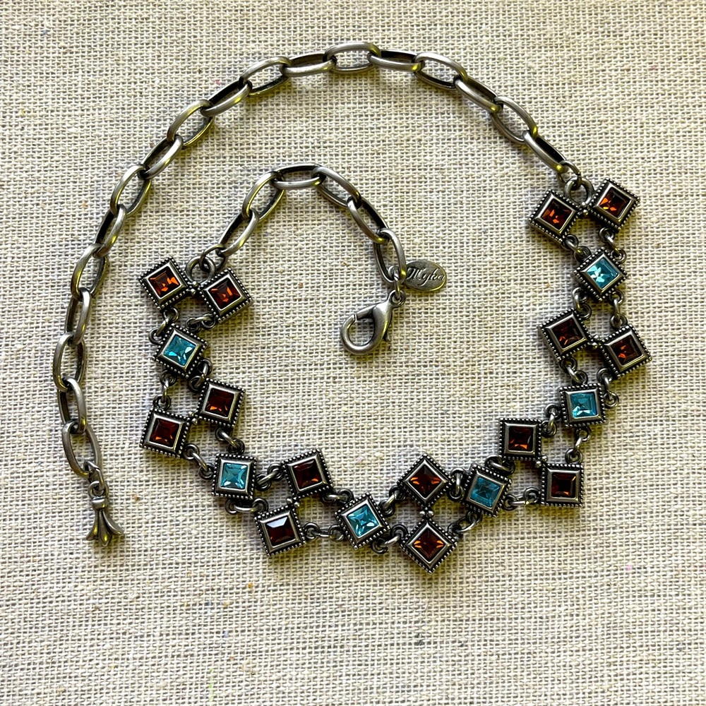 Myka silver tone choker with Swarovski crystals.  Gorgeous!!!